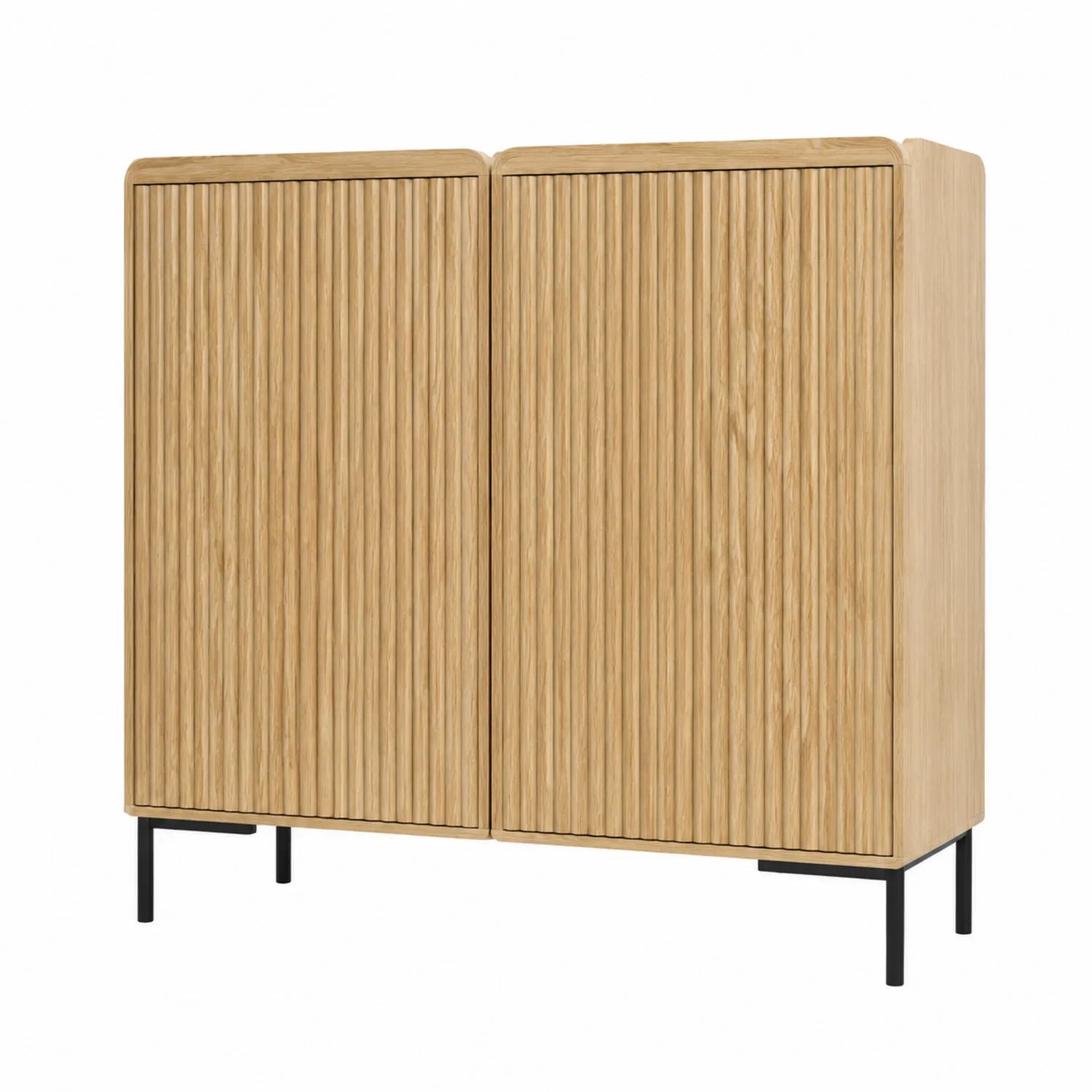 Credenza in Legno e Metallo con Ante a Doghe 120x40x120 cm