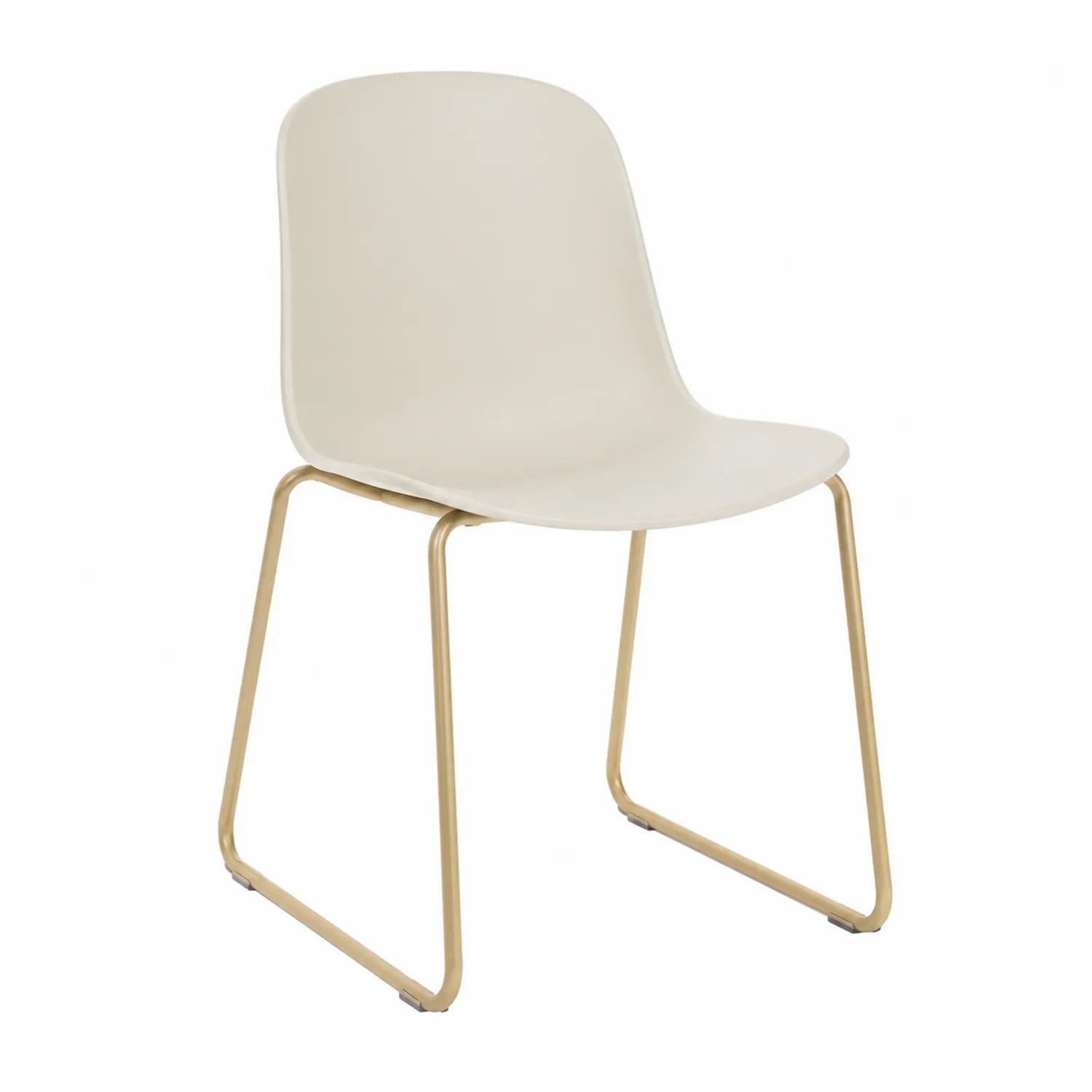 Sedia in Plastica Beige con Gambe in Metallo