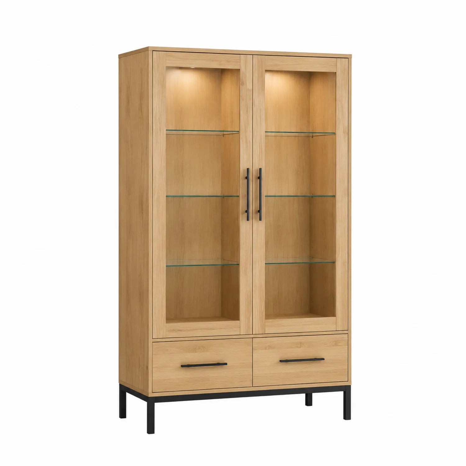 Vetrina in Legno e Vetro Temperato con Cassetti 180x90x40 cm