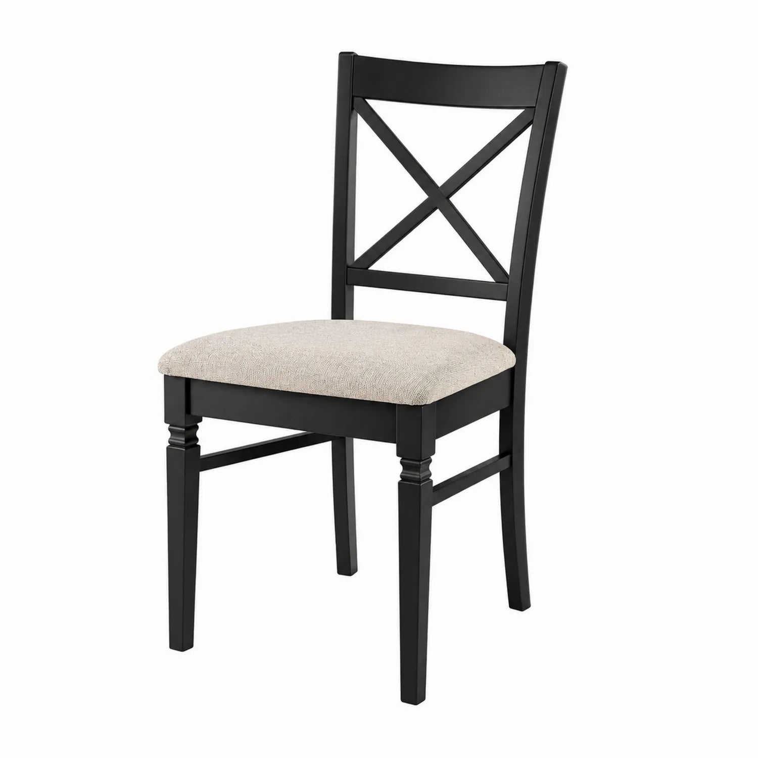 Sedia da pranzo in legno e tessuto nero e beige