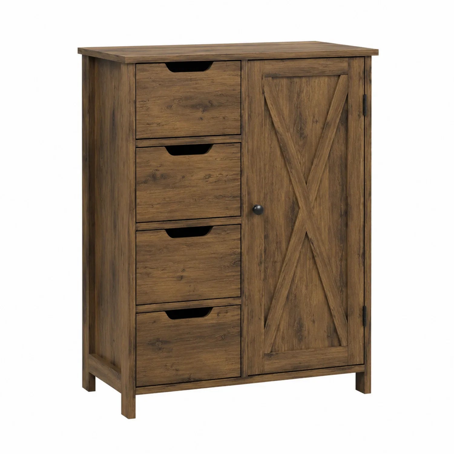 Cassettiera in Legno con 4 Cassetti e 1 Anta