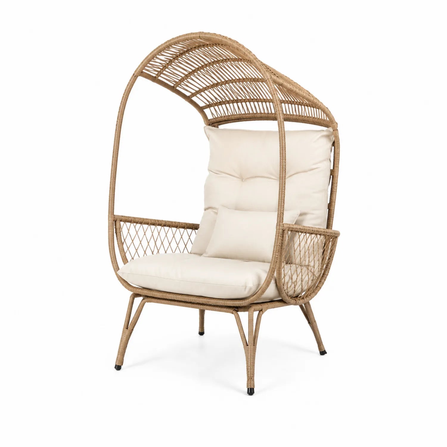 Sedia da Esterno in Rattan con Cuscini Beige