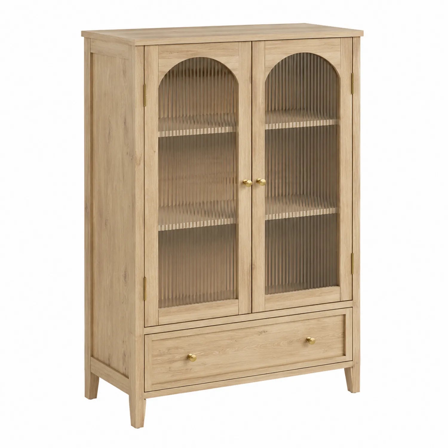Credenza in legno di quercia con ante in vetro temperato