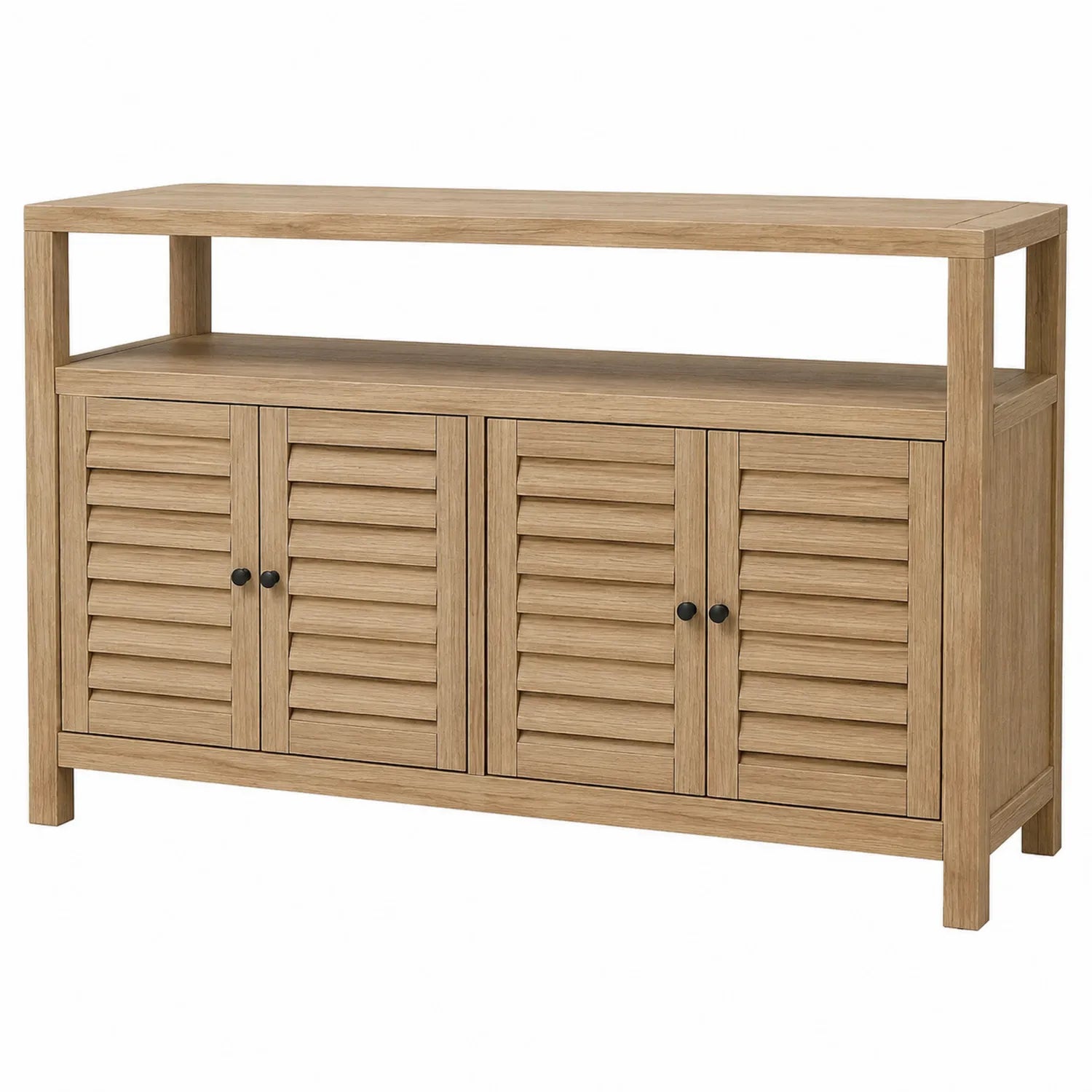 Credenza in Legno con Ante a Persiana Rovere 120x40x80cm