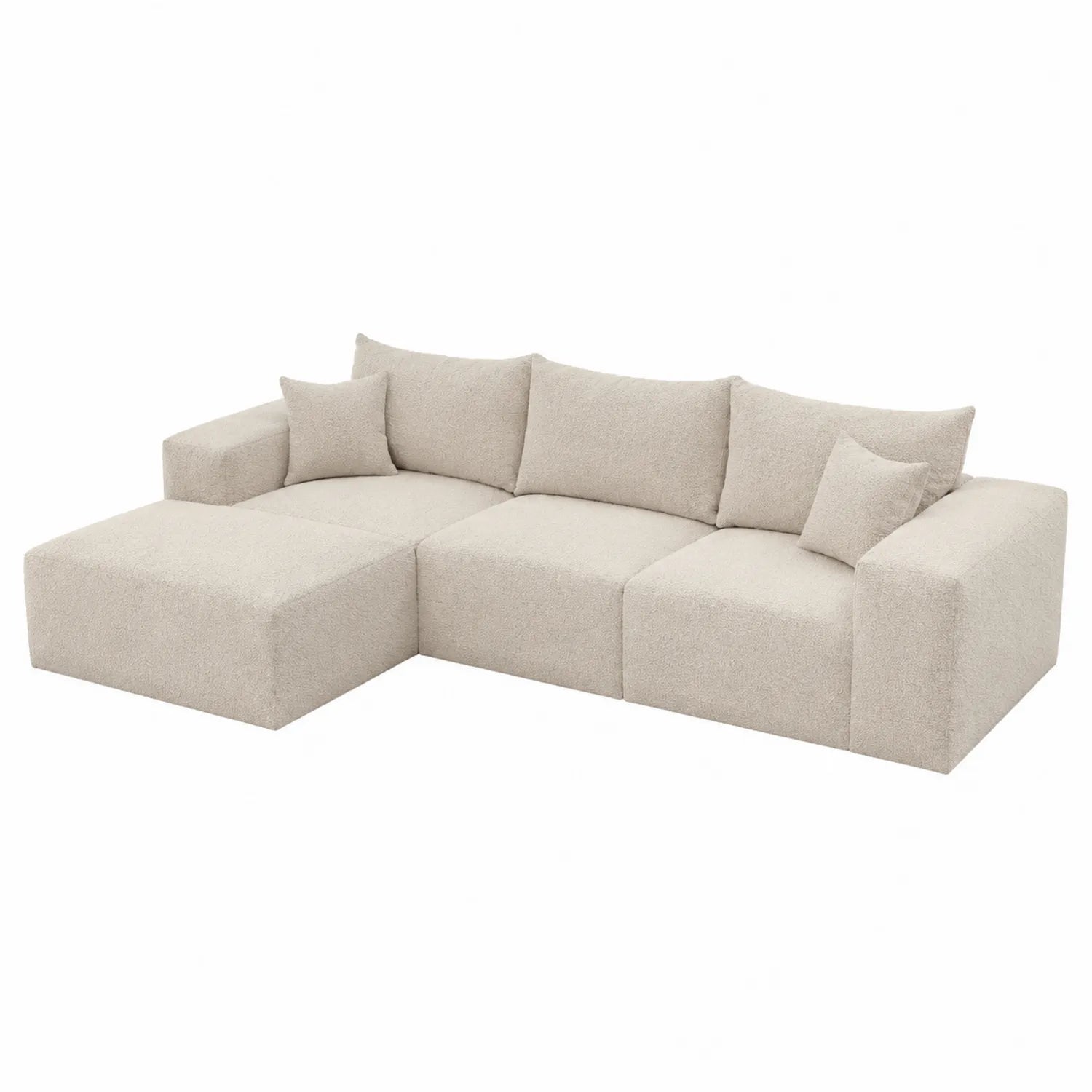 Divano angolare in tessuto Beige con chaise longue