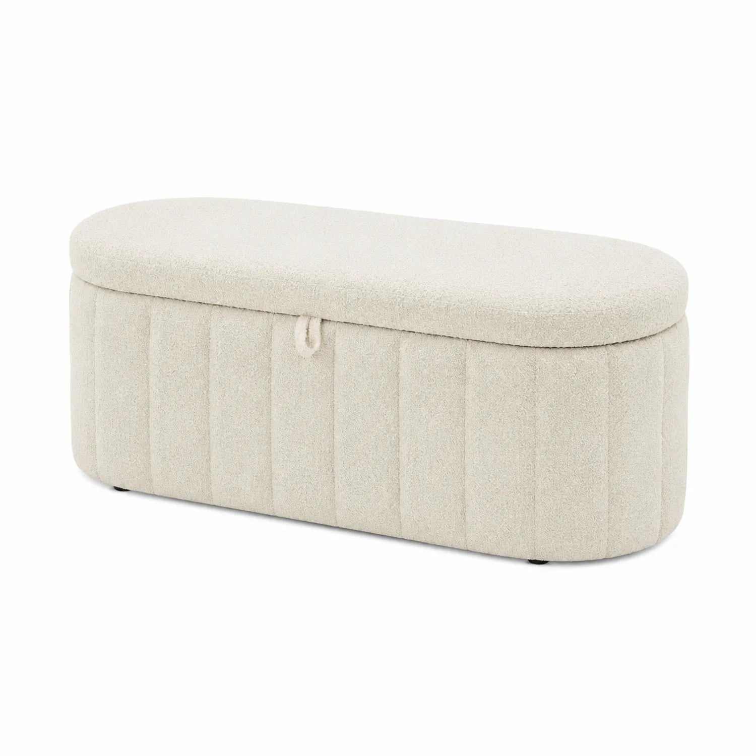 Panca Contenitore in Tessuto Beige Ovale