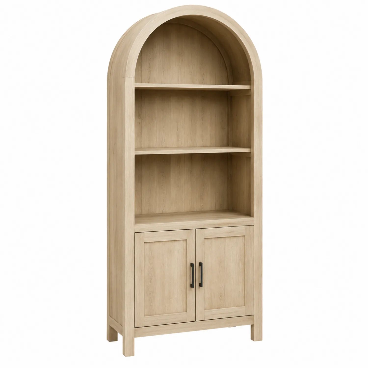 Libreria ad Arco in Legno con Ripiani e Ante Quercia 180x80x30 cm