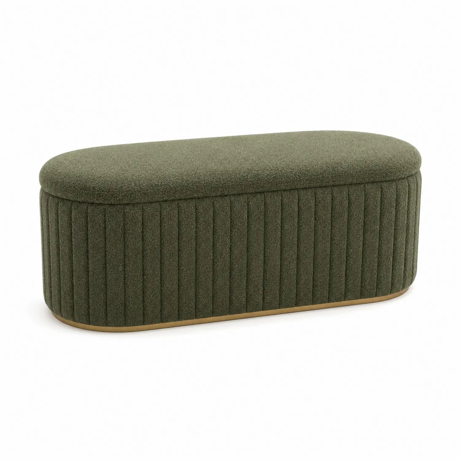 Panca imbottita in tessuto verde 120x40x45 cm