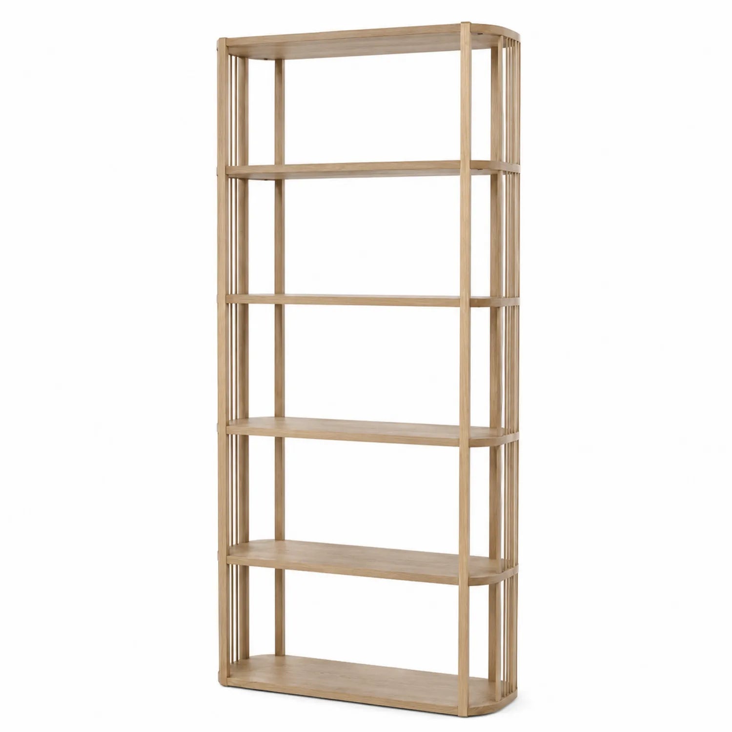 Scaffale in Legno Massello di Rovere 200x80x30 cm con 5 Ripiani
