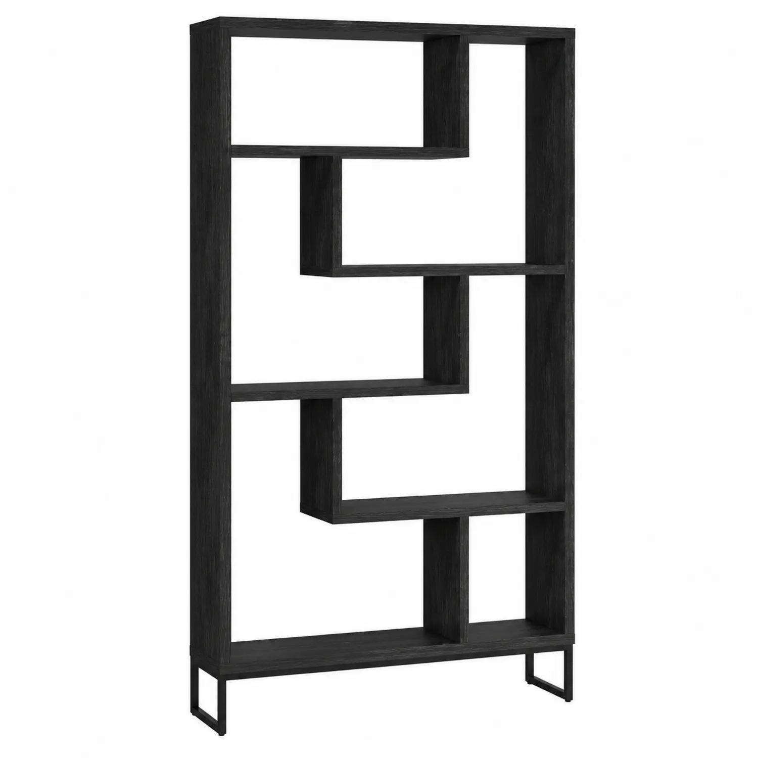 Libreria a Zig Zag in Legno Nero 180x90x25 cm