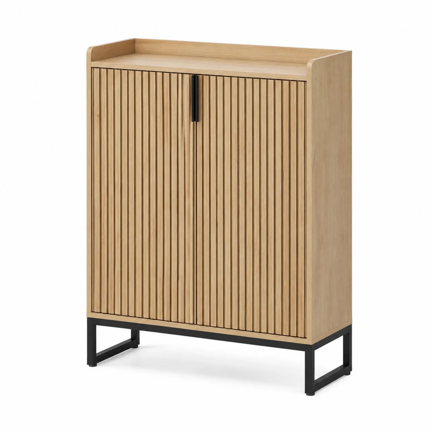 Credenza in Legno di Rovere con Ante a Doghe 90x110x35 cm