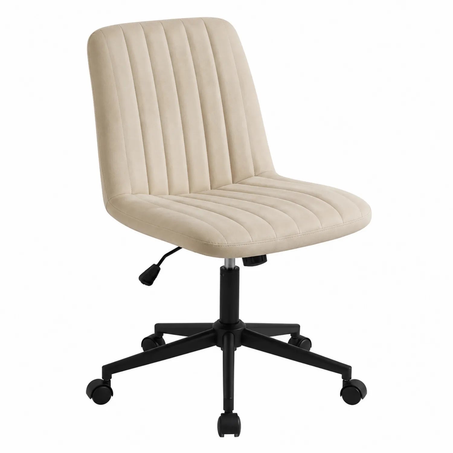 Sedia da ufficio in tessuto beige regolabile con base girevole